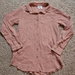 BKE Textured Button-Down Shirt in Dusty Rose